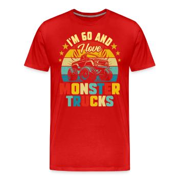 Monster Truck Voiture 60 Ans Anniversaire - T-shirt bio Premium Homme - rouge - Devant - Damien (186cm)