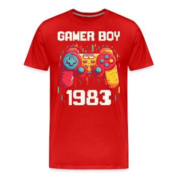 Geek Man Level 40 Geburtstag Gamer 40 Jahre - Männer Premium Bio T-Shirt - Rot - Vorne - Damien (186cm)