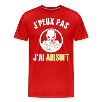 Je Peux Pas J'Ai Airsoft Humour Airsofteur - T-shirt bio Premium Homme - rouge - Devant - Damien (186cm)