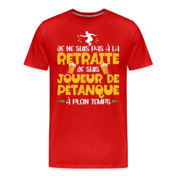 Retraité Bouliste Homme Humour Pétanque Retraite - T-shirt bio Premium Homme - rouge - Devant - Damien (186cm)