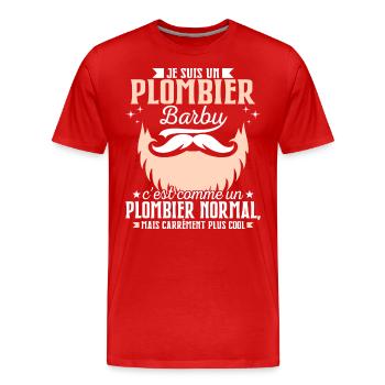 Barbe Humour Plombier Barbu - T-shirt bio Premium Homme - rouge - Devant - Damien (186cm)