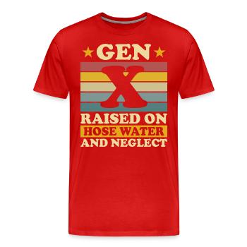 Generation X Humor - Männer Premium Bio T-Shirt - Rot - Vorne - Damien (186cm)