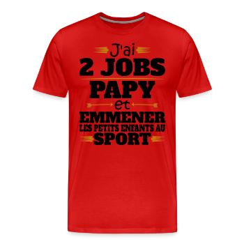 2 Jobs Papy Et Petits Enfants Humour Papy - T-shirt bio Premium Homme - rouge - Devant - Damien (186cm)