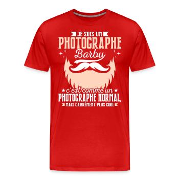 Barbe Humour Photographe Barbu - T-shirt bio Premium Homme - rouge - Devant - Damien (186cm)