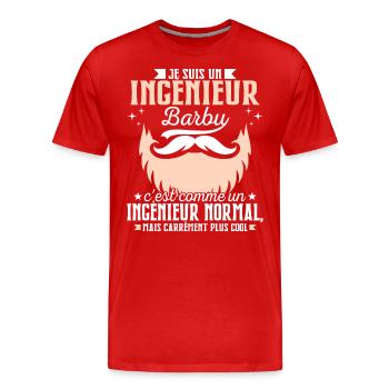 Barbe Humour Ingénieur Barbu - T-shirt bio Premium Homme - rouge - Devant - Damien (186cm)