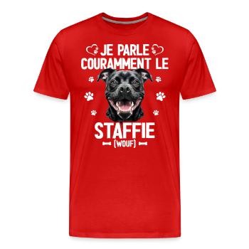 Parler Le Staffie Cadeau Humour Chien Staffie - T-shirt bio Premium Homme - rouge - Devant - Damien (186cm)