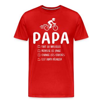 Père Cycliste Cyclisme Humour Vélo Papa Cycliste - T-shirt bio Premium Homme - rouge - Devant - Damien (186cm)