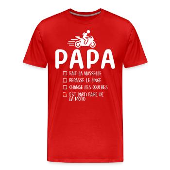 Père Motard Motorcycle Humour Moto Papa Motard - T-shirt bio Premium Homme - rouge - Devant - Damien (186cm)
