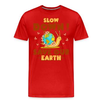 Planet Snail Nature Let's Save Our Planet - Men's Premium Organic T-Shirt - red - Front - Damien (186cm)