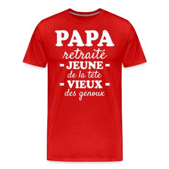 Humor Father's Day Retired Dad - Men's Premium Organic T-Shirt - red - Front - Damien (186cm)
