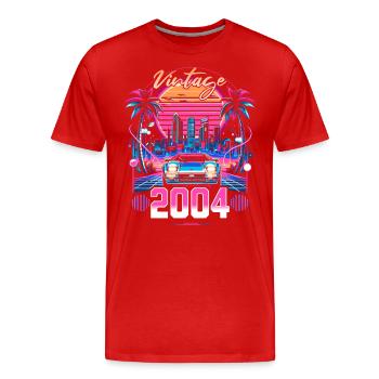 Synthwave Retro 20th Anniversary 2004 - Men's Premium Organic T-Shirt - red - Front - Damien (186cm)