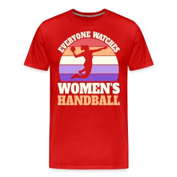Retro Sport Damen Handball - Männer Premium Bio T-Shirt - Rot - Vorne - Damien (186cm)