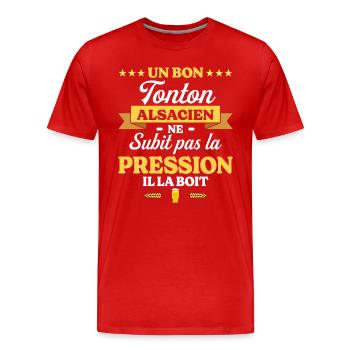 Tonton Alsacien Oncle Humour Tonton - T-shirt bio Premium Homme - rouge - Devant - Damien (186cm)