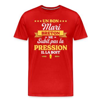Mari Breton Compagnon Humour Mari - T-shirt bio Premium Homme - rouge - Devant - Damien (186cm)