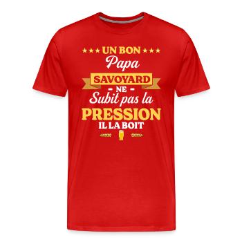 Papa Savoyard Ne Subit Pas La Pression Humour Papa - T-shirt bio Premium Homme - rouge - Devant - Damien (186cm)