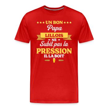 Papa Lillois Ne Subit Pas La Pression Humour Papa - T-shirt bio Premium Homme - rouge - Devant - Damien (186cm)