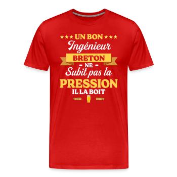 Ingénieur Breton Humour Génie - T-shirt bio Premium Homme - rouge - Devant - Damien (186cm)
