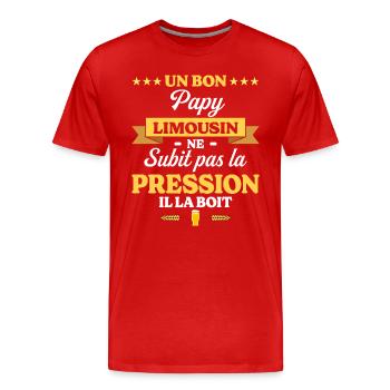 Papy Limousin Grand-Père Humour Papy - T-shirt bio Premium Homme - rouge - Devant - Damien (186cm)