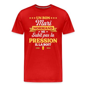 Mari Normand Compagnon Humour Mari - T-shirt bio Premium Homme - rouge - Devant - Damien (186cm)