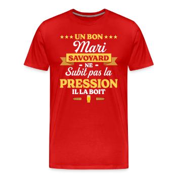 Mari Savoyard Compagnon Humour Mari - T-shirt bio Premium Homme - rouge - Devant - Damien (186cm)