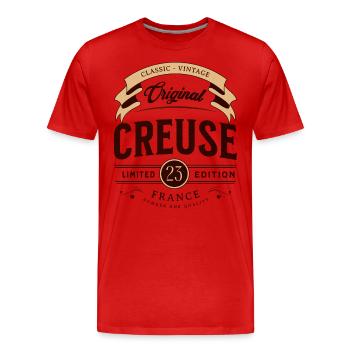 Vintage Creuse Département France - T-shirt bio Premium Homme - rouge - Devant - Damien (186cm)
