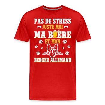 Humour Bière Papa Chien Berger Allemand - T-shirt bio Premium Homme - rouge - Devant - Damien (186cm)