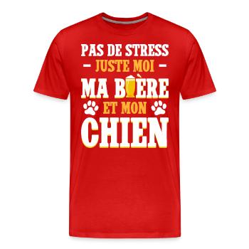 Père Humour Apéro Bière Papa Chien - T-shirt bio Premium Homme - rouge - Devant - Damien (186cm)