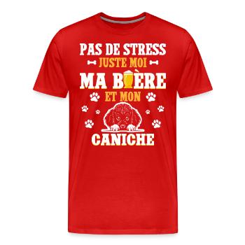 Humour Apéro Bière Papa Chien Caniche - T-shirt bio Premium Homme - rouge - Devant - Damien (186cm)