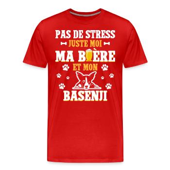 Humour Apéro Bière Papa Chien Basenji - T-shirt bio Premium Homme - rouge - Devant - Damien (186cm)