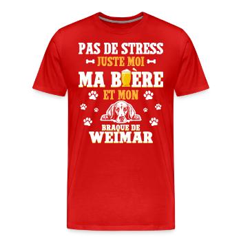 Bière Papa Chien Braque De Weimar - T-shirt bio Premium Homme - rouge - Devant - Damien (186cm)