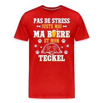 Humour Apéro Bière Papa Chien Teckel - T-shirt bio Premium Homme - rouge - Devant - Damien (186cm)