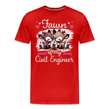 Faon Amour Couple Ingénieur Génie Civil - T-shirt bio Premium Homme - rouge - Devant - Damien (186cm)