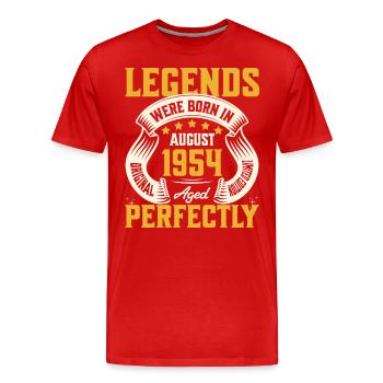 70th Anniversary August Year 1954 - Men's Premium Organic T-Shirt - red - Front - Damien (186cm)