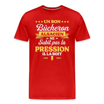 Bûcheron Alsacien Alsace Bûcheron - T-shirt bio Premium Homme - rouge - Devant - Damien (186cm)