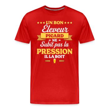 Éleveur Picard Picardie Éleveur - T-shirt bio Premium Homme - rouge - Devant - Damien (186cm)