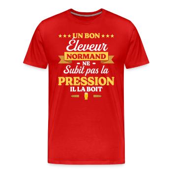 Éleveur Normand Normandie Éleveur - T-shirt bio Premium Homme - rouge - Devant - Damien (186cm)