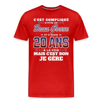 Humour Homme 20 ans Fête Anniversaire - T-shirt bio Premium Homme - rouge - Devant - Damien (186cm)