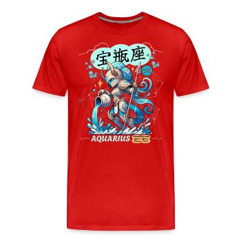 Wassermann Astrologisches Sternzeichen - Männer Premium Bio T-Shirt - Rot - Vorne - Damien (186cm)