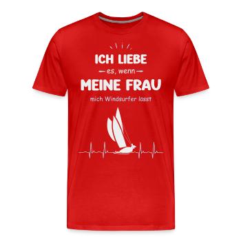 Lustiger Windsurfer Spruch - Männer Premium Bio T-Shirt - Rot - Vorne - Damien (186cm)
