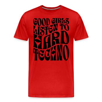 Filles Écoutent De La Hard Techno EDM - T-shirt bio Premium Homme - rouge - Devant - Damien (186cm)