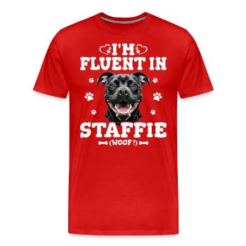 Parler Le Staffie Cadeau Humour Chien Staffie - T-shirt bio Premium Homme - rouge - Devant - Damien (186cm)