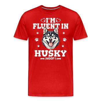 Talking the Husky Humor Husky Dog - Men's Premium Organic T-Shirt - red - Front - Damien (186cm)