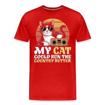 Meine Katze würde das Land besser regieren - Männer Premium Bio T-Shirt - Rot - Vorne - Damien (186cm)