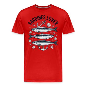 Love Sardines Fish Sea - Men's Premium Organic T-Shirt - red - Front - Damien (186cm)