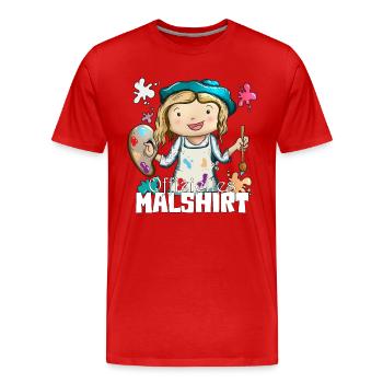 Malshirt Mädchen Kids Erwachsene süßes Maleroutfit - Männer Premium Bio T-Shirt - Rot - Vorne - Damien (186cm)