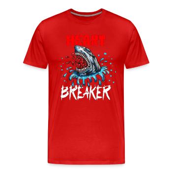 Hai Fisch Valentinstag Herzensbrecher Herz Brecher - Männer Premium Bio T-Shirt - Rot - Vorne - Damien (186cm)