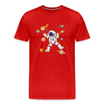 Planète Vaisseau spatial volant Spaceman Galaxy - T-shirt bio Premium Homme - rouge - Devant - Damien (186cm)