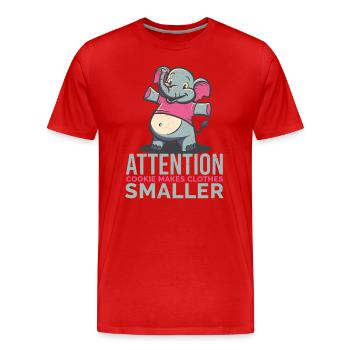 An African elephant with chocolate snacking cookie - Men's Premium Organic T-Shirt - red - Front - Damien (186cm)
