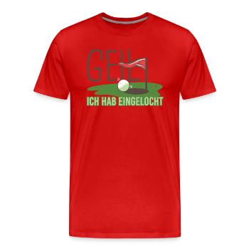 Golf Golfer Bälle richtige Loch Golfplatz treffen - Männer Premium Bio T-Shirt - Rot - Vorne - Damien (186cm)