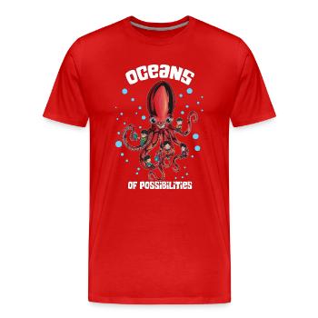 Krake 8 armig lesen Ozean voller Möglichkeiten - Männer Premium Bio T-Shirt - Rot - Vorne - Damien (186cm)